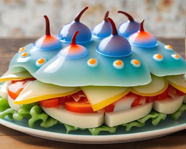 Whimsical Salad Creation Resembling a Spaceship