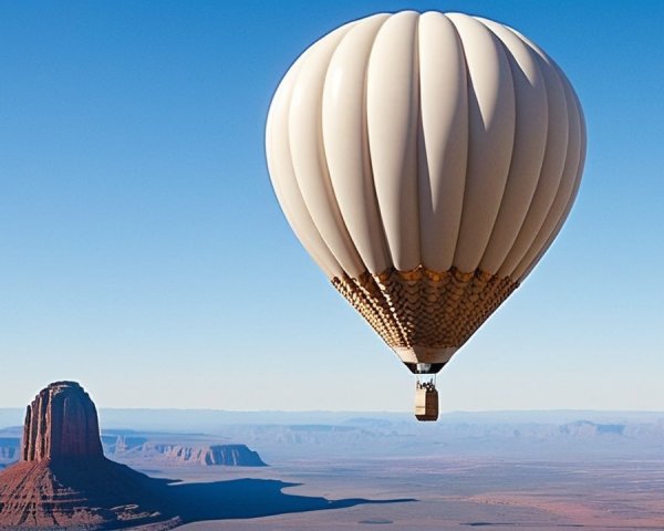 Hot Air Balloon Over Majestic Monolith Landscape