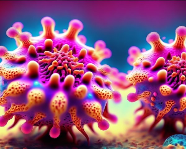 Close-up of Colorful Microorganisms with Intricate Details