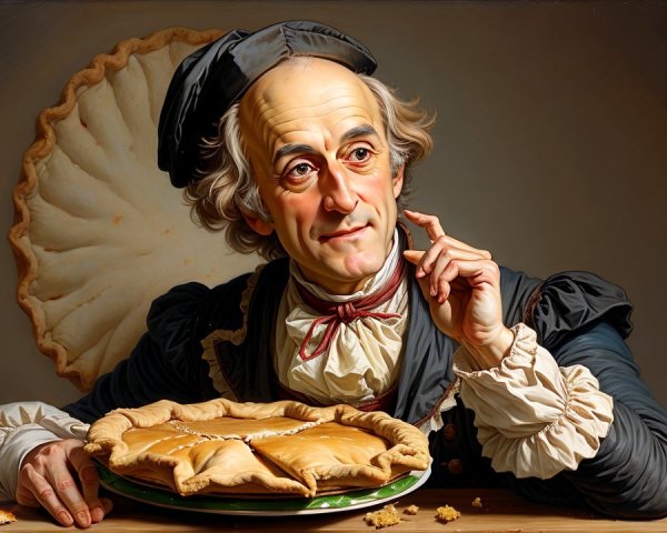 18th-Century Gentleman Contemplating a Pie
