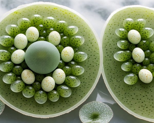 Artistic Arrangement of Green and White Eggs