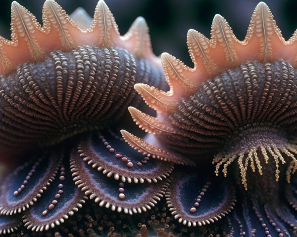 Close-up of Colorful Sea Creatures with Intricate Textures