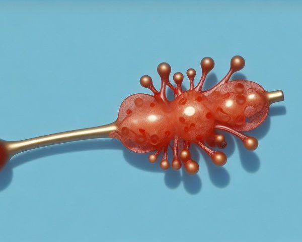 Abstract Representation of Cellular Structure in Red and Blue