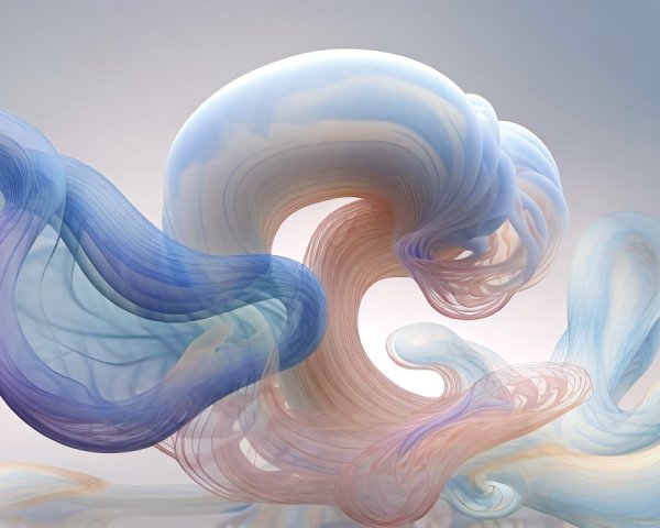 Abstract Composition of Flowing Shapes in Soft Hues