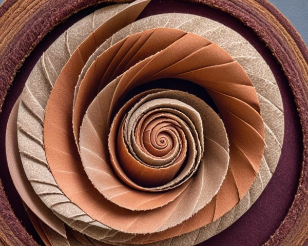 Abstract Spiral Art Piece in Brown and Tan Fabrics
