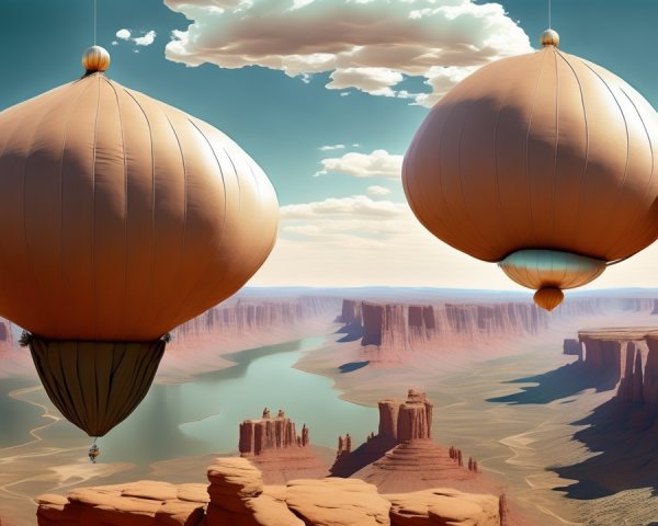 Elegant hot air balloons over dramatic sandstone landscape