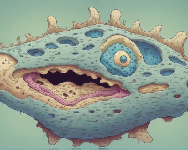 Cartoonish Fish with Textured Blue and Beige Body