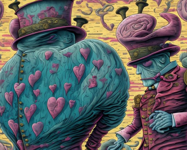 Whimsical Characters in Surreal Colorful Artwork