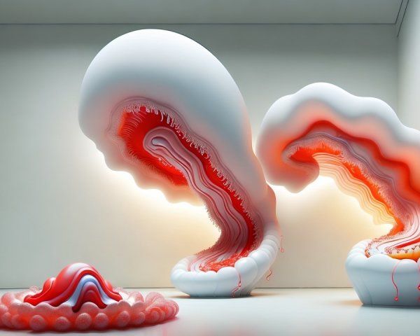 Abstract Sculptures in Minimalist Gallery Setting
