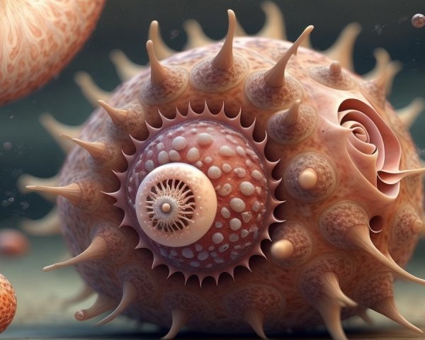 Detailed Shell-Like Structure in Warm Aquatic Colors