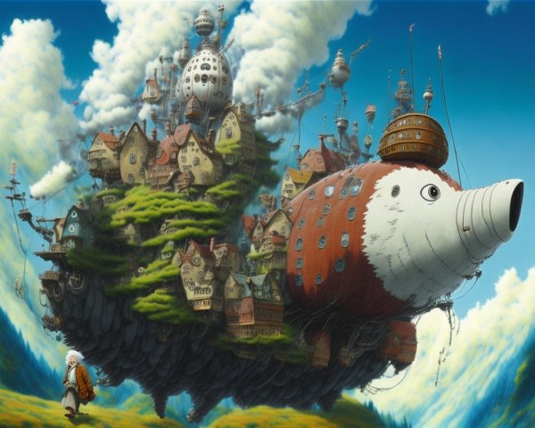 Floating City on Clouds with Whimsical Architecture