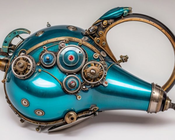 Intricate Steampunk Teapot with Metallic Accents