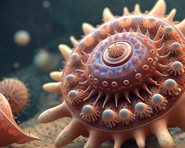 Detailed Nautilus-like Sea Creature in Vibrant Ecosystem