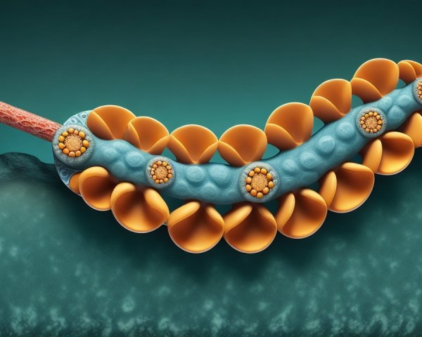 Stylized Cellular Structures in Orange and Teal