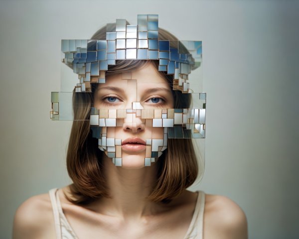 Portrait of a Woman with Mirror Mask and Crown