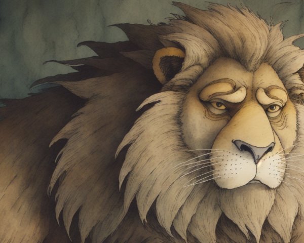 Majestic Lion Portrait with Expressive Features