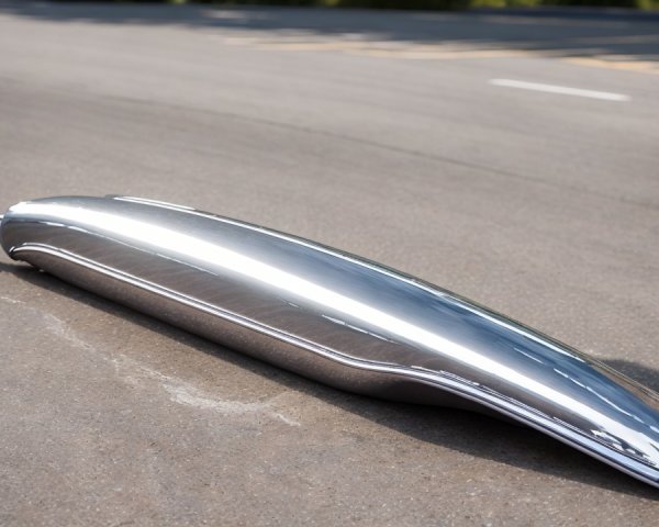 Sleek Metallic Object on Smooth Asphalt Surface