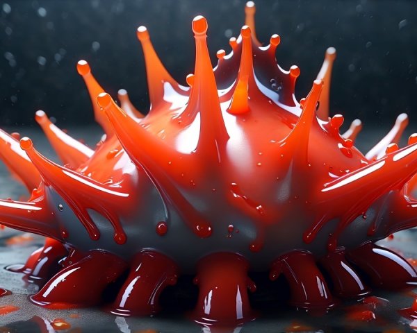 Abstract Red Sculpture with Spiky Design Elements