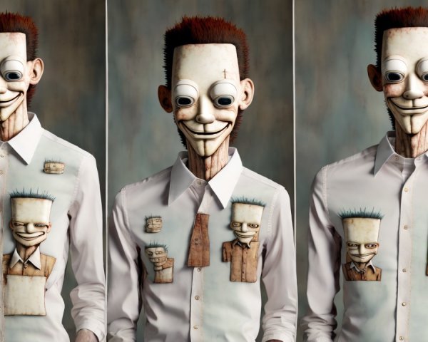 Surreal Character with Oversized Head and Quirky Shirt