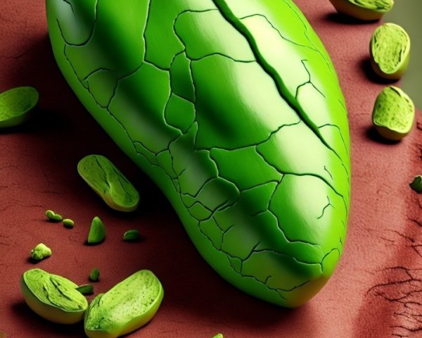 Vibrant Green Mango on Textured Brown Surface