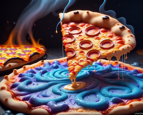 Vibrant Pizzas with Unique Toppings and Colors