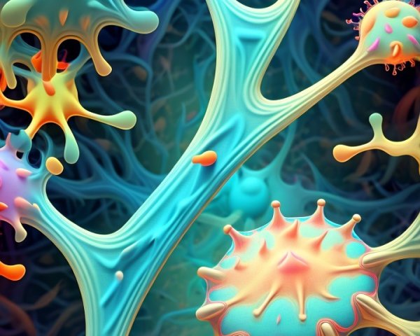 Abstract Representation of Colorful Microscopic Organisms