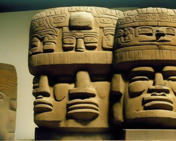 Collection of Large Stone Sculptures of Human Faces