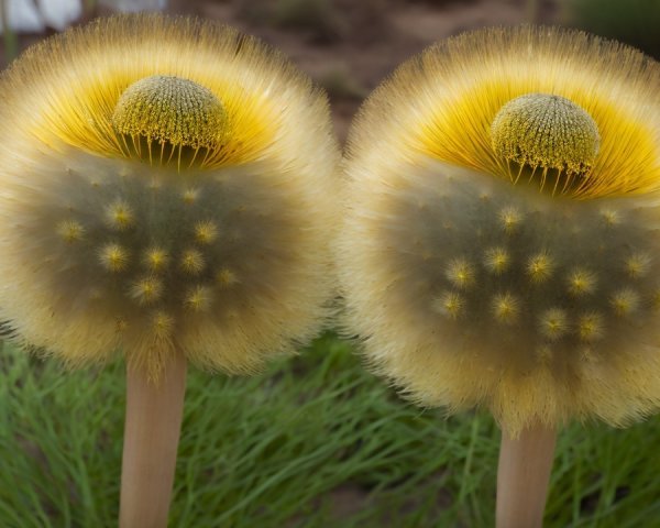 Vibrant Yellow Fungi with Textured Caps in Greenery