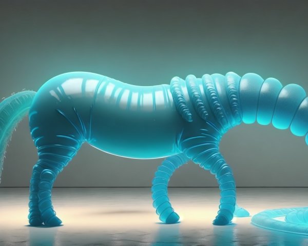 Surreal Creature Blending Horse and Caterpillar Features