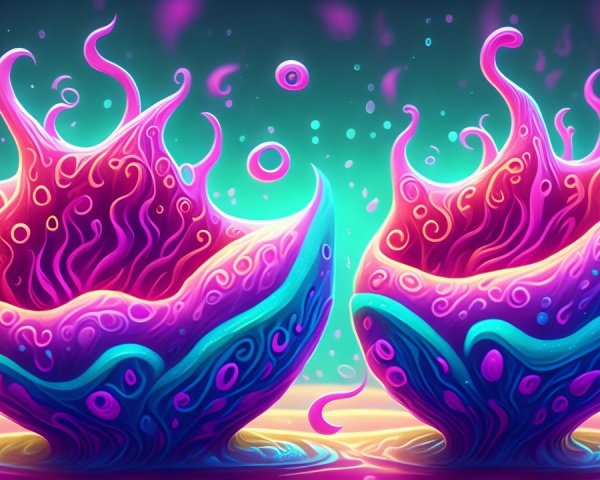 Vibrant Abstract Plants in Mystical Underwater Scene