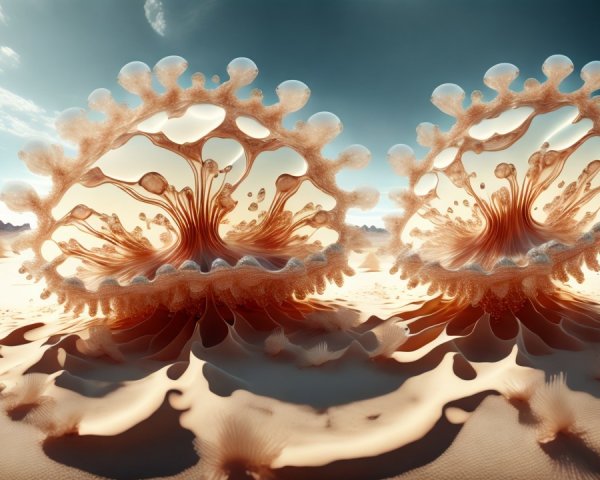 Surreal Coral-Like Structures in a Sandy Landscape