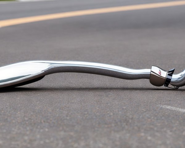 Sleek Chrome Scooter Handlebar on Asphalt Road