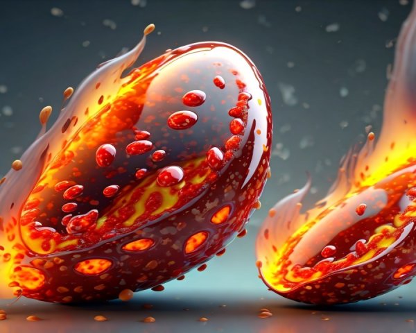 Glowing Spheres Surrounded by Swirling Sparks and Flames