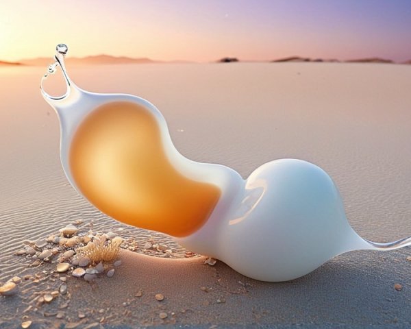 Abstract Shell Form on Sandy Landscape at Sunrise