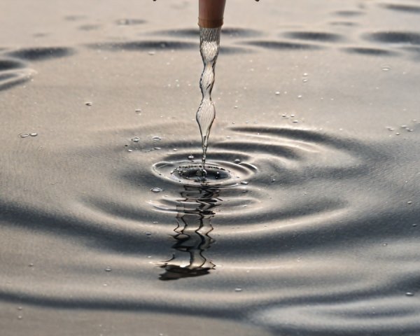 Close-Up of Water Ripples from Gentle Stream Impact