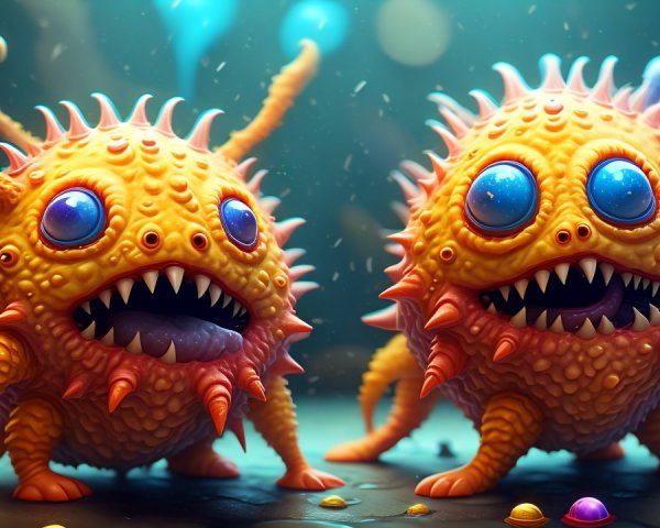 Whimsical Colorful Creatures with Spiky Bodies