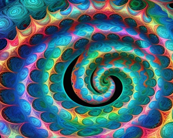 Vibrant Spiral Design with Colorful Kaleidoscope Patterns