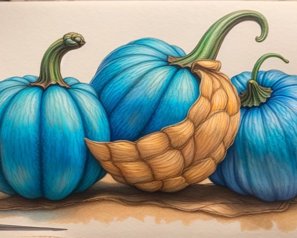 Vividly Colored Pumpkins with Intricate Details