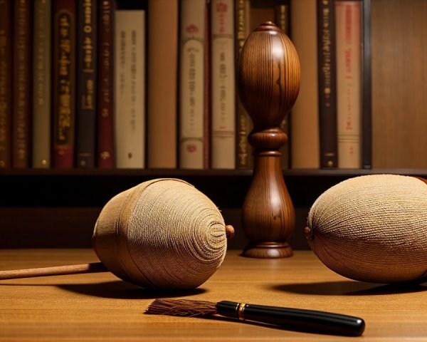 Intricately Crafted Wooden Acorns on Polished Surface