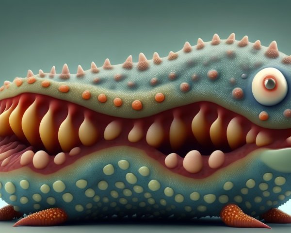 Colorful Cartoonish Fish-Like Creature Description