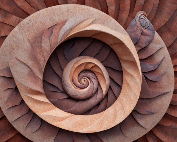 Abstract Illustration of Spiraling Leaves in Warm Tones