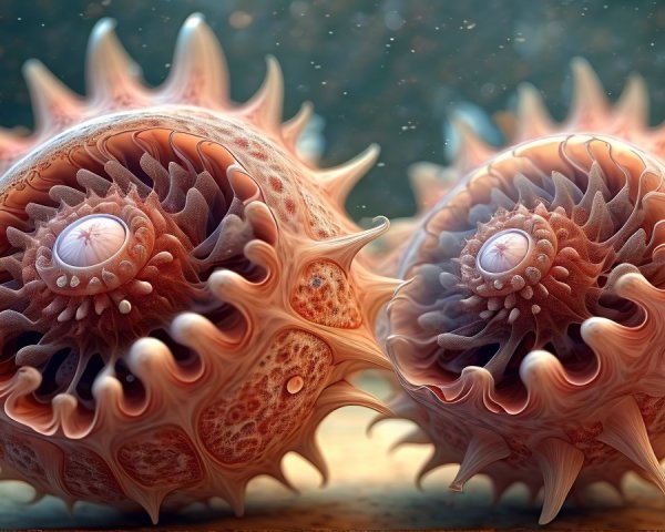 Intricately Detailed Nautilus Shells in Underwater Scene