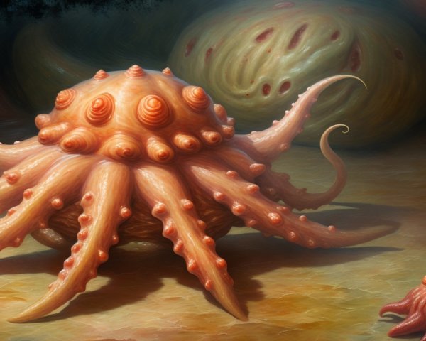 Fantastical Octopus-like Creature in Surreal Setting