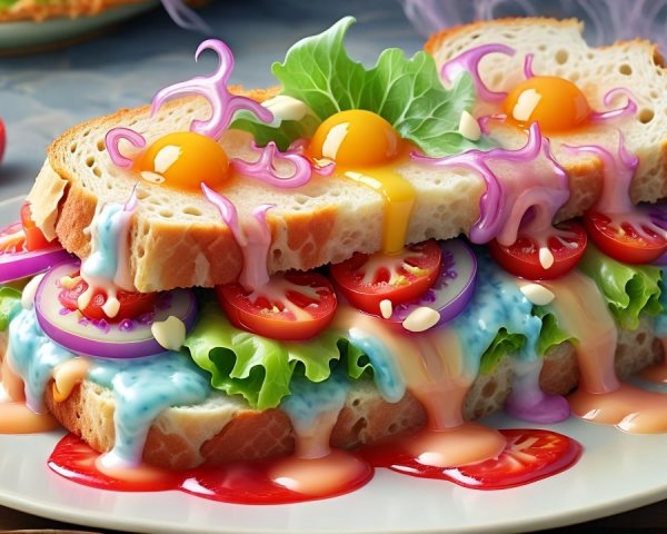 Vibrant Sandwich with Fresh Ingredients and Colors