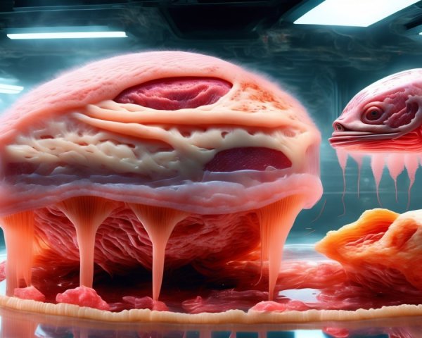 Surreal Futuristic Scene with Gelatinous Structures