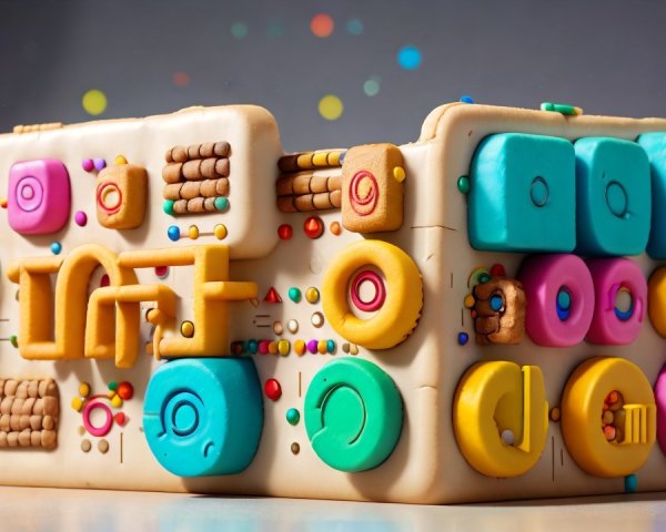 Colorful Clay Artwork with Geometric Shapes and Patterns
