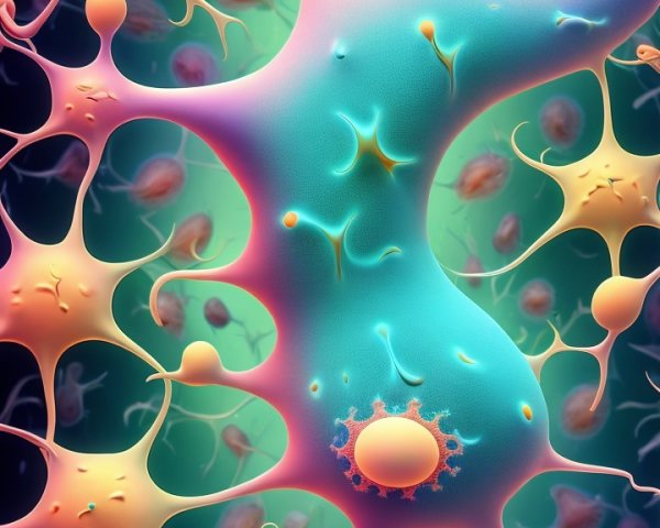 Abstract Cellular Structures with Vibrant Neurons and Glial Cells