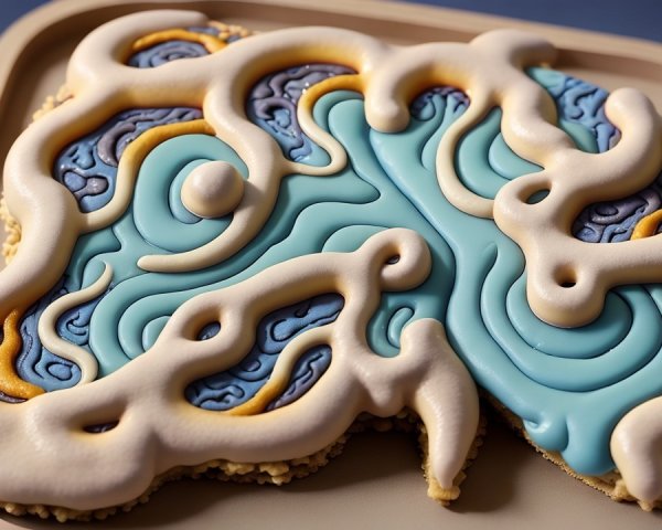 Topographical Landscape Cake with Colorful Icing Design