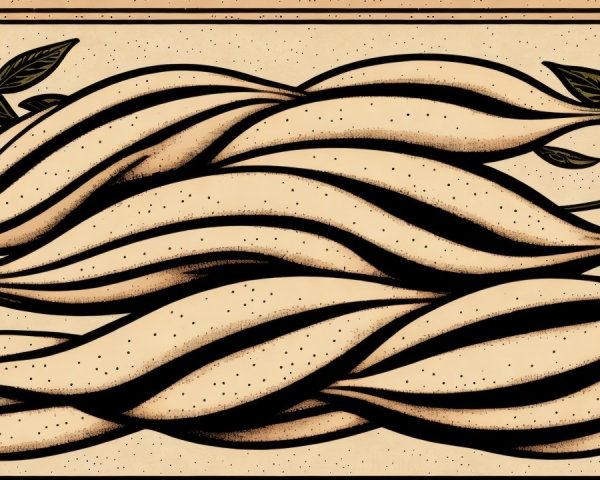 Stylized Illustration of Wavy Bean-Like Shapes