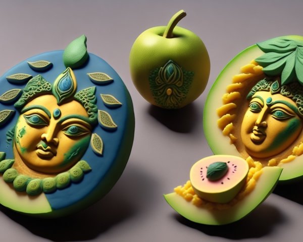 Fruit Sculptures with Feminine Divine Imagery